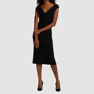 MICHAEL KORS COLLECTION Black Stretch Boucle Crepe Portrait Sheath Dress, Size 4